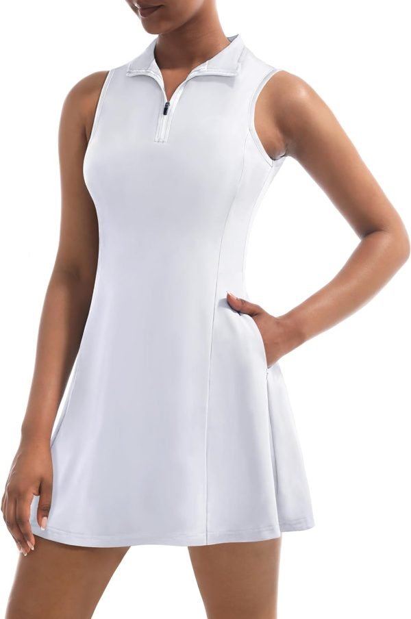 61BwEFd67iL._AC_SL1500 Tennis Dress for Women, Tennis Golf Dresses with Built in Shorts and Pockets for Sleeveless Workout Athletic Dresses