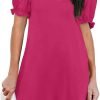 61CW0_XOwfL._AC_SL1500 Women's Casual Dresses Puff Short Sleeve V-Neck Cocktail Dress with Pockets