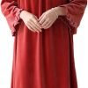 61CZ9ta6rmL._AC_SL1500 Women's Long Sleeve Nightgown Velvet Sleep Dress Ruffle Crew Neck Mid-length Nightdress