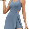 Womens Tennis Dress with Built in Shorts and Bra Athletic Workout Exercise Golf Dress Backless Cut-Out Active Dress