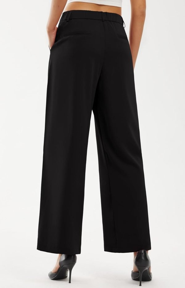 61Df7v562pL._AC_SL1500 Libin Women's Wide Leg Pants High Waisted Work Dress Pants Loose Fit Back Elastic Waist Business Casual Trousers Office