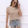 Womens Cap Sleeve Sweater Vest Summer Tops Sleeveless Tank Tops 2024 Trendy Spring Clothes Striped Short Sleeve Shirts
