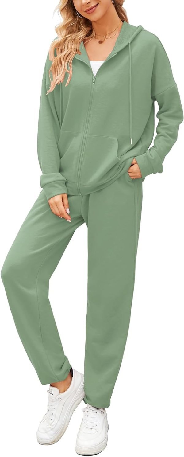 61DvN2z1HOL._AC_SL1500 Women 2 Piece Outfits Tracksuit Casual Zip Up Hoodie Sweatsuits Jogging Long Pant Set