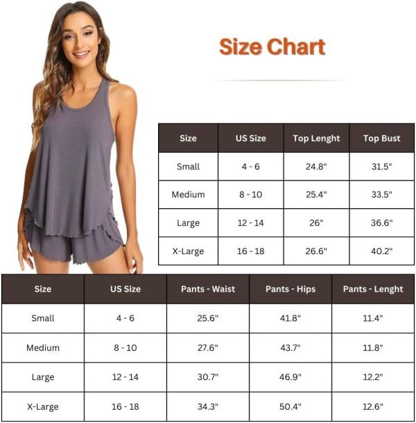 61EIlo8k9jL._AC_SL1000 Pajamas Set for Women Viscose Made from Bamboo - Ribbed Racerback Tank Top Soft Sleepwear Pjs Shorts Nightwear Loungewear