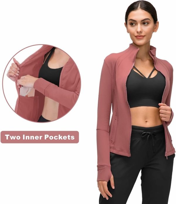 61EMMYgf2eL._AC_SL1500 Womens Sports Running Yoga Jacket Slim Fit Full Zip Track Jacket Turtleneck Workout Jacket