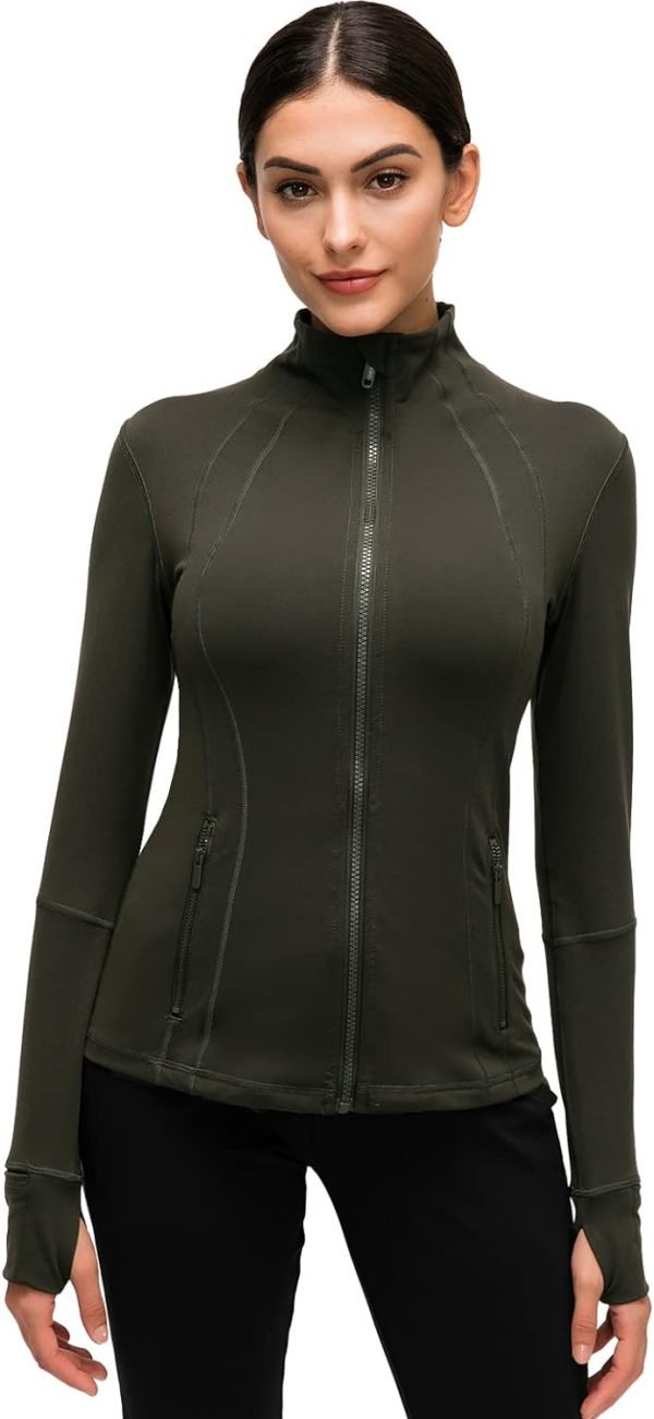 61EegJfB-LL._AC_SL1500 Womens Sports Running Yoga Jacket Slim Fit Full Zip Track Jacket Turtleneck Workout Jacket