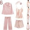 61EpMwdIeJL._AC_SL1500 6Pcs Womens Silk Satin Pajama Sets Pj Sets Long Pjs Set Pajamas Sleepwear Camisole Sexy Cami
