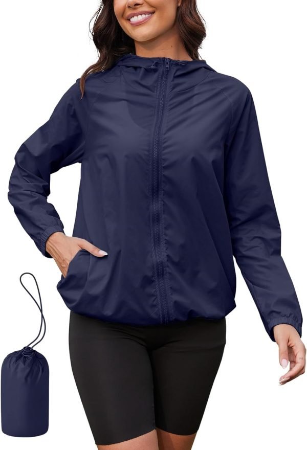 61GhZ9nu6fL._AC_SL1500 Rain Jacket Women Lightweight Waterproof Windbreaker Jacket Hooded Packable Rain Coats for Women Outdoor Raincoat