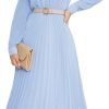 61Gx4fPXDtL._AC_SL1500 Business Casual Shirt Dress for Women Long Sleeves Pleated Midi Dresses with Belt