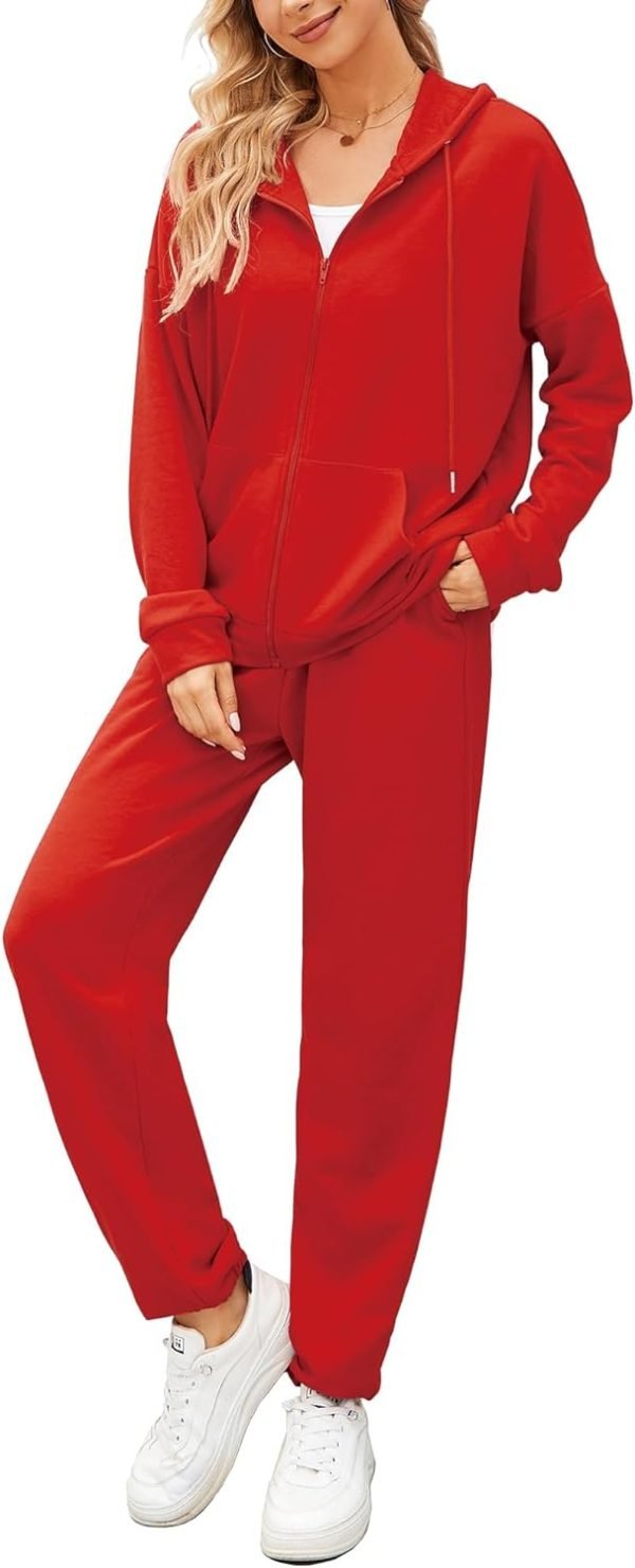 61HCfXGtKXL._AC_SL1500 Women 2 Piece Outfits Tracksuit Casual Zip Up Hoodie Sweatsuits Jogging Long Pant Set