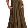 61HpGfwKgVL._AC_SL1500 Women's Summer Casual Short Sleeve Crewneck Swing Dress Flowy Tiered Maxi Beach Dress with Pockets
