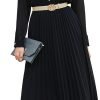 61IGAau0ywL._AC_SL1500 Business Casual Shirt Dress for Women Long Sleeves Pleated Midi Dresses with Belt