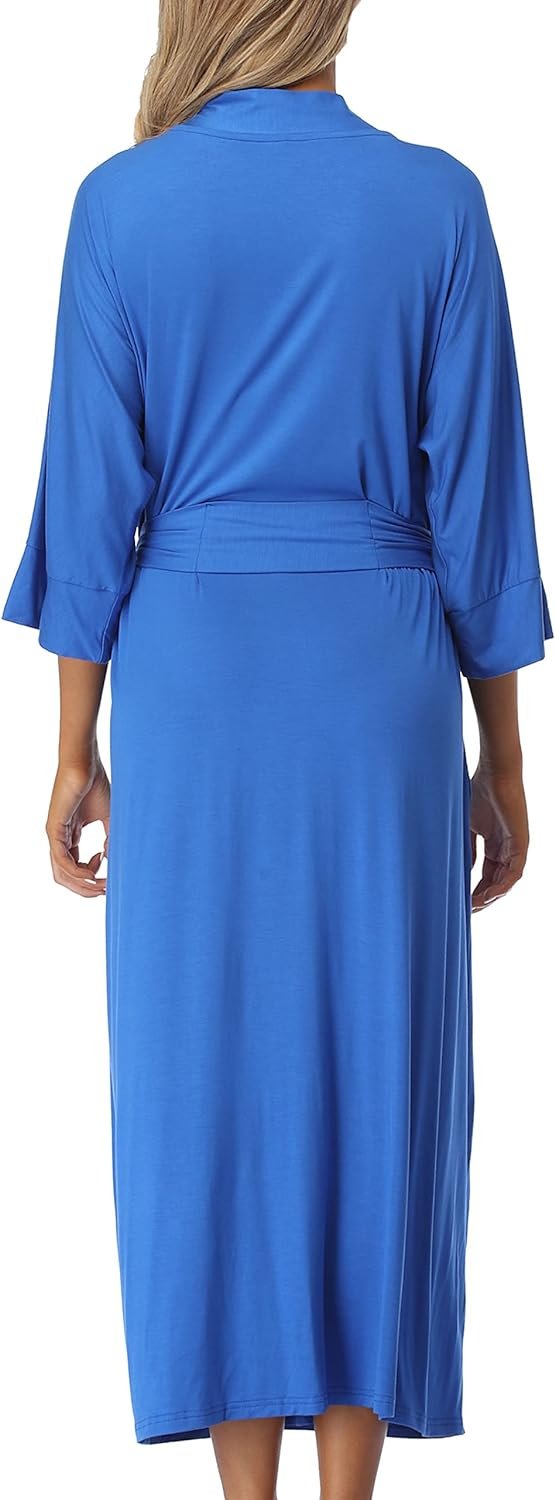 61JyWsCL2WL._AC_SL1500 Womens Soft Long Kimono Robes Lightweight Full Length Knit Bathrobe With Pockets Ladies Casual Dressing Gown