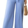Womens Wide Leg Lounge Pants High Waisted Business Work Casual Pants Adjustable Tie Knot Loose Trousers with Pocket