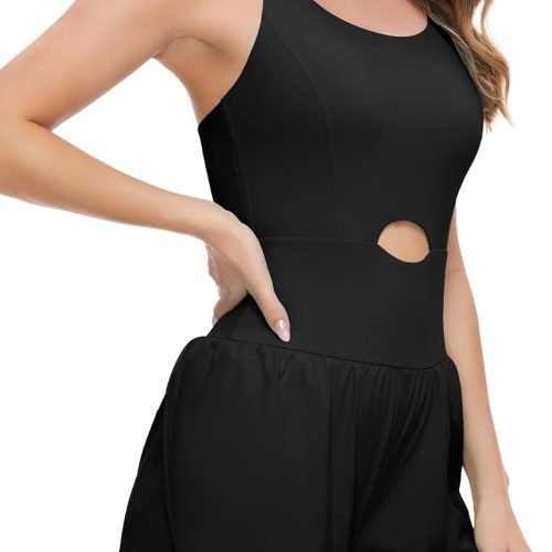 61L1gOG9SXL._AC_SL1500 Athletic Romper Workout Onesie for Women, Quick-dry Running Active Romper One Piece Outfits with 2 Side Pockets