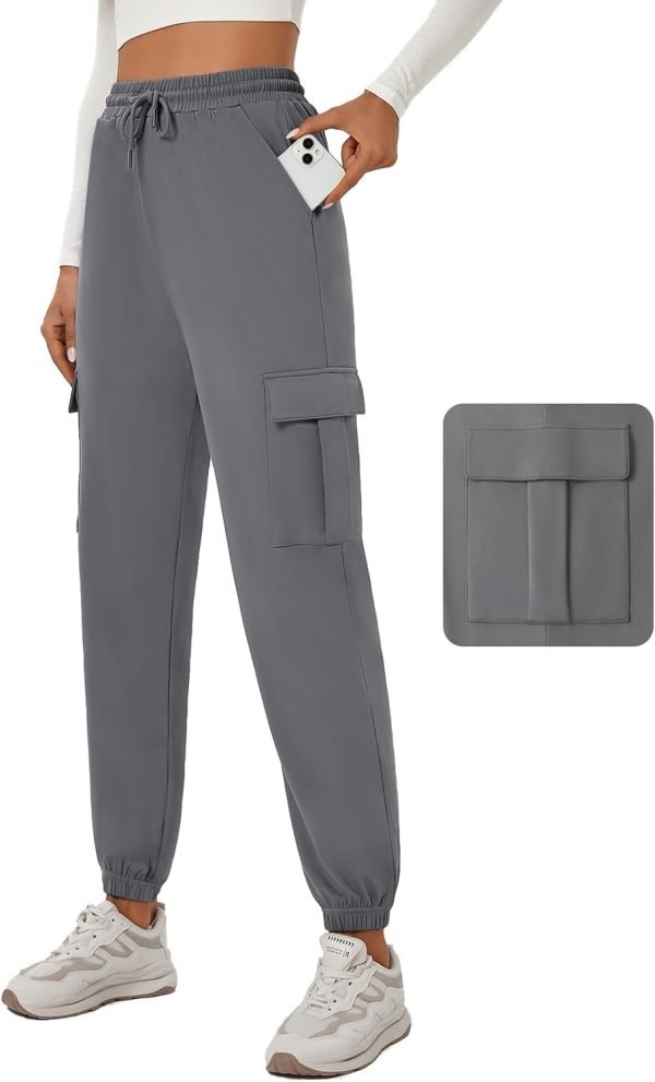 61MAUUEdiZL._AC_SL1500 Womens Cargo Pants Stretchy High Waisted Joggers Baggy Casual Drawstring Sweatpants with Pockets Hiking Pant