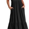 61MiVdywNyL._AC_SL1500 Women's Summer Casual Short Sleeve Crewneck Swing Dress Flowy Tiered Maxi Beach Dress with Pockets