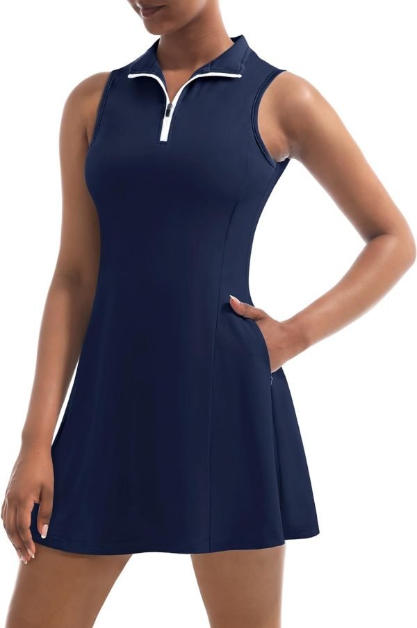 61Muql_czuL._AC_SL1500 Tennis Dress for Women, Tennis Golf Dresses with Built in Shorts and Pockets for Sleeveless Workout Athletic Dresses