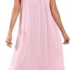 61O6oxpE2cL._AC_SL1500 Women's Nightgown Sleeveless Sleepwear Wide Strap Sleep Shirt Pleated Scoopneck Nightshirt