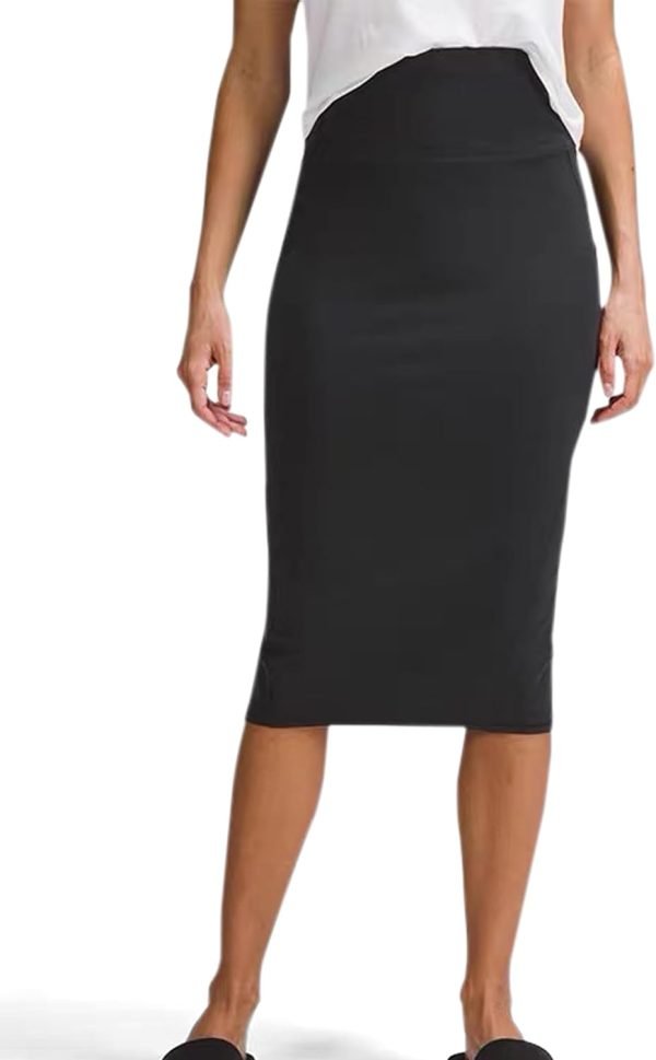 61Ox70aebLL._AC_SL1500 Women Office Work Pencil Skirts Stretchy High Waist Tummy Control Nylon Midi Bodycon Skirts Below Knee Back Slit