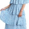 61PO4JFMPwL._AC_SL1000 Women's Off The Shoulder Ruffles Summer Valentines Day Loose Casual Chiffon Long Party Beach Maxi Dress