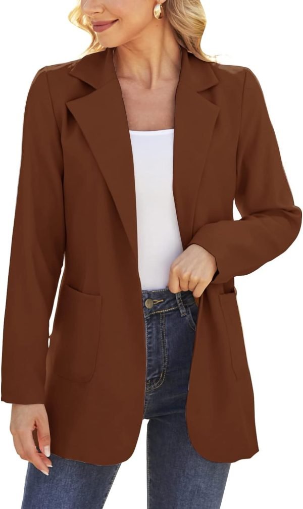 61Rq0dJY7jL._AC_SL1500_0db3d0d9-c410-4793-8e69-7cc2289abfd0 Women Open Front Blazers Long Sleeve Casual OL Office Slim Buttonless Suit Jacket with Pockets