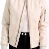 Women's Bomber Jacket Lightweight Varsity Zip Up Coat Casual Long Sleeve Windbreaker