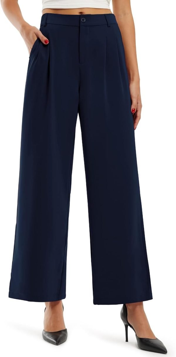 61VQfb6OKfL._AC_SL1500 Libin Women's Wide Leg Pants High Waisted Work Dress Pants Loose Fit Back Elastic Waist Business Casual Trousers Office