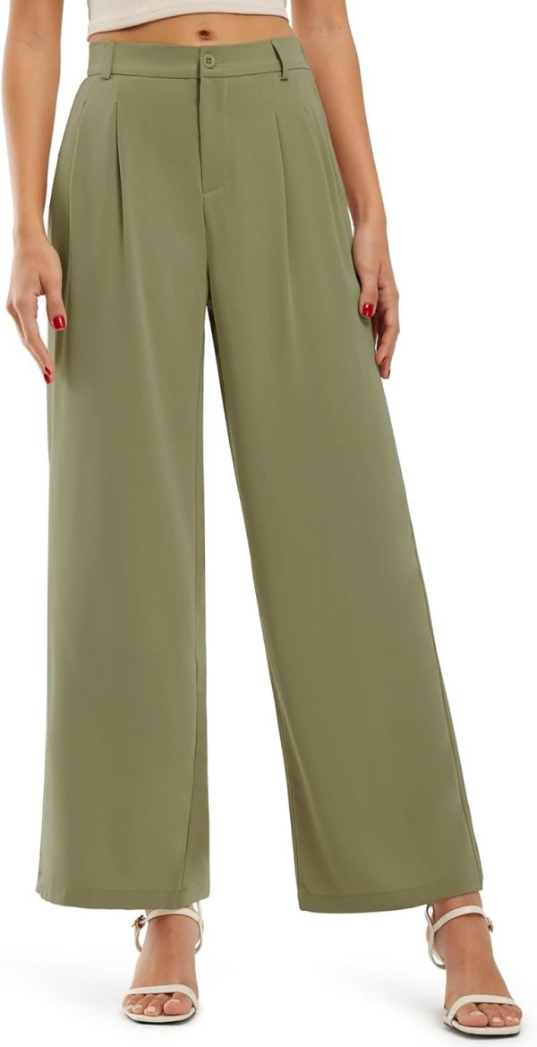 61WJlQ8dHFL._AC_SL1500 Libin Women's Wide Leg Pants High Waisted Work Dress Pants Loose Fit Back Elastic Waist Business Casual Trousers Office