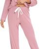 61WR4rhA7jL._AC_SL1500 Pajamas Set Long Sleeve Womens Button Down Sleepwear Two Piece Nightwear Soft Pj Lounge Sets S-XXL