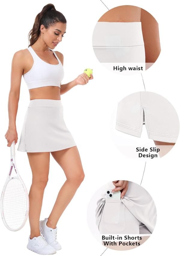 61XFBQCRDTL._AC_SL1500 Tennis Skirts for Women Athletic Golf Skorts Workout Running Skirt Sports Activewear with Shorts Pocket 2 Pack