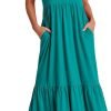61XKZd2M3jL._AC_SL1500 Women's Summer Casual Short Sleeve Crewneck Swing Dress Flowy Tiered Maxi Beach Dress with Pockets