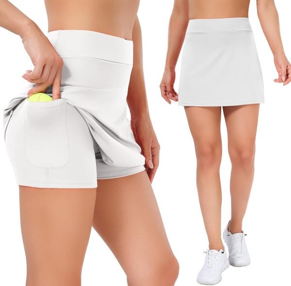 61YrtJf-0yL._AC_SL1500 Tennis Skirts for Women Athletic Golf Skorts Workout Running Skirt Sports Activewear with Shorts Pocket 2 Pack