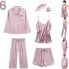 61Zrh5W_WPL._AC_SL1500 6Pcs Womens Silk Satin Pajama Sets Pj Sets Long Pjs Set Pajamas Sleepwear Camisole Sexy Cami