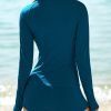 61_Yb2fPr6L._AC_SL1500 Women Two Piece Rash Guard Long Sleeve Half-Zipper UPF 50 Athletic Surfing Swimsuit