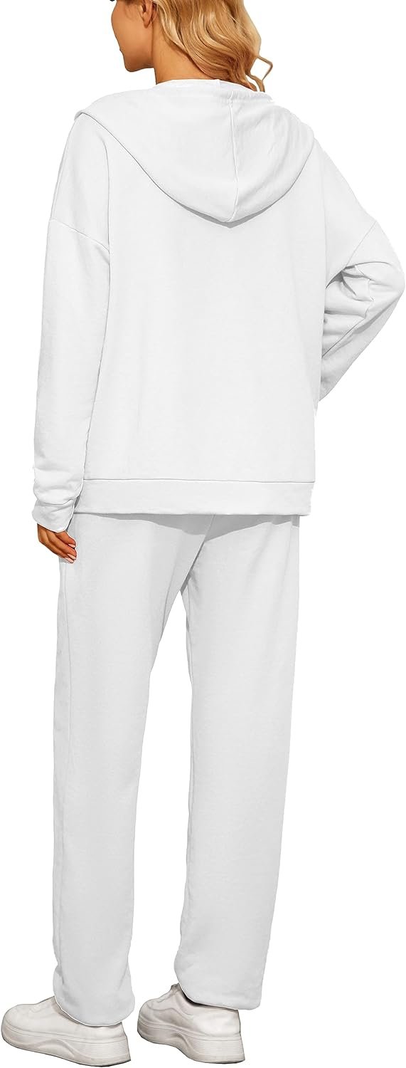 61a1-lb49XL._AC_SL1500 Women 2 Piece Outfits Tracksuit Casual Zip Up Hoodie Sweatsuits Jogging Long Pant Set