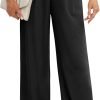 Women's Business Work Trousers High Waisted Wide Leg Pants Long Straight Suit Pants with Pocket