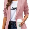 Womens Casual Blazers Long Sleeve Lapel Button Slim Work Office Blazer Jacket