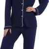 61e8wkpTOML._AC_SL1500 Button Up Pajamas for Women Long Sleeve Sleepwear Soft Loungewear Ladies Pjs Set XS-XXL