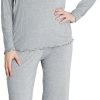 61eor68em0L._AC_SL1500 Loungewear Set pajamas Womens sleepwear Bamboo Viscose Long Sleeve t shirt Long Pants Super Soft Novelty Pjs Set