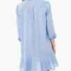 61fN1l0TjjL._AC_SL1500 Women's Tunic Mini Shirt Dress Cotton Long Sleeve Ruffle Hem Dress Button Up Shift Chambray Dresses