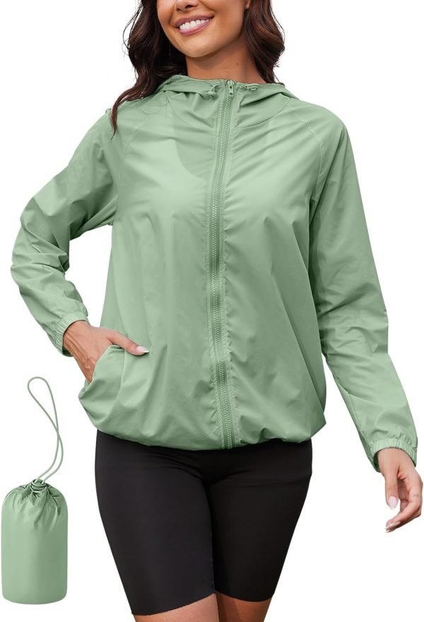 61fa6wD59rL._AC_SL1500 Rain Jacket Women Lightweight Waterproof Windbreaker Jacket Hooded Packable Rain Coats for Women Outdoor Raincoat