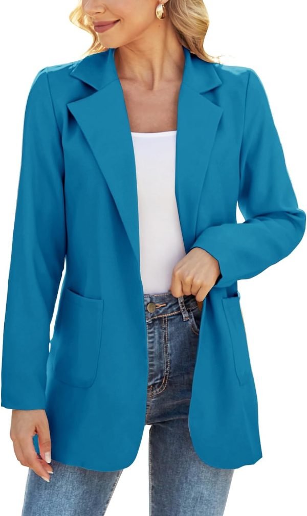 61fv3_KIK3L._AC_SL1500_7ea865dc-60a5-4dd0-af69-10df1ce4b3d0 Women Open Front Blazers Long Sleeve Casual OL Office Slim Buttonless Suit Jacket with Pockets