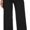 61fxtHajF3L._AC_SL1500 Wide Leg Stretchy Pants for Women Business Casual Pants Dress Pants with Pockets Self Tie Belted