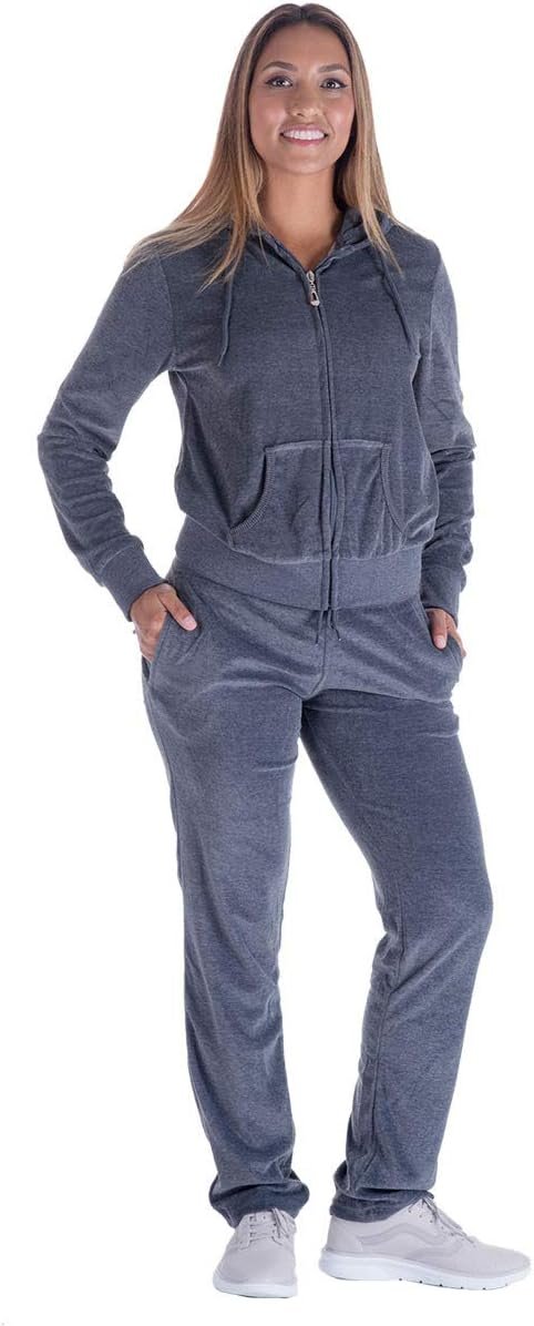 Womens Jogging Suits Sets Running Velour Outfit Zipper Warm Up 2 Pieces Hoodie and Pant Tracksuit