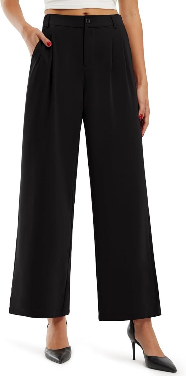 61hXHMJGNDL._AC_SL1500 Libin Women's Wide Leg Pants High Waisted Work Dress Pants Loose Fit Back Elastic Waist Business Casual Trousers Office