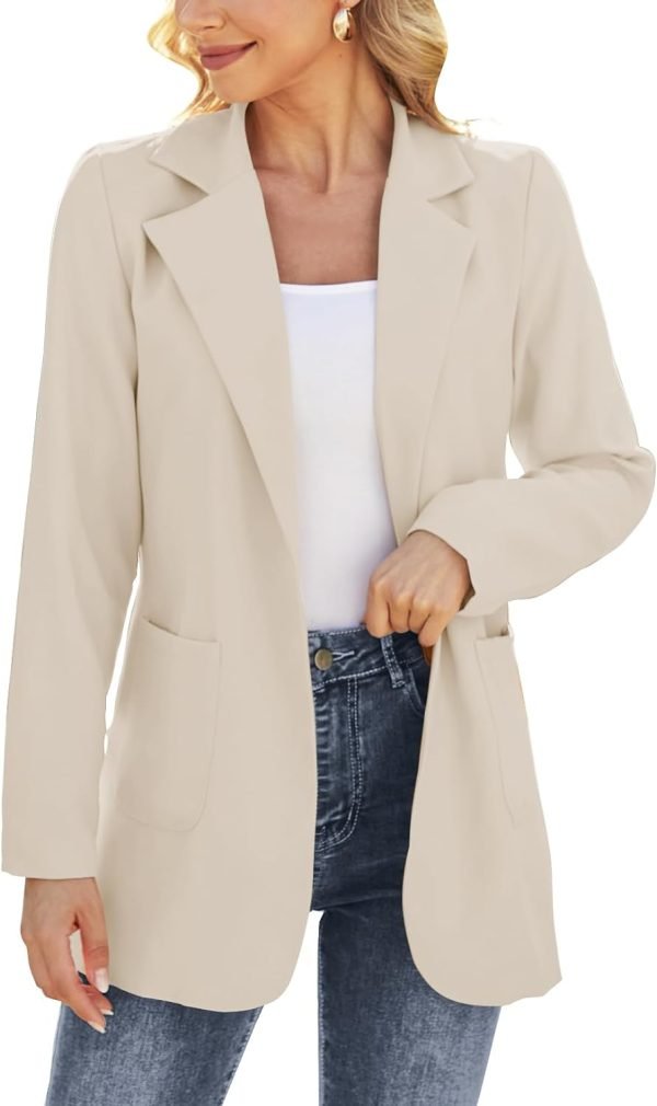 61hjJpAb0tL._AC_SL1500_ba9f19a7-d7e0-49ac-a53e-f6ab4abc3cde Women Open Front Blazers Long Sleeve Casual OL Office Slim Buttonless Suit Jacket with Pockets