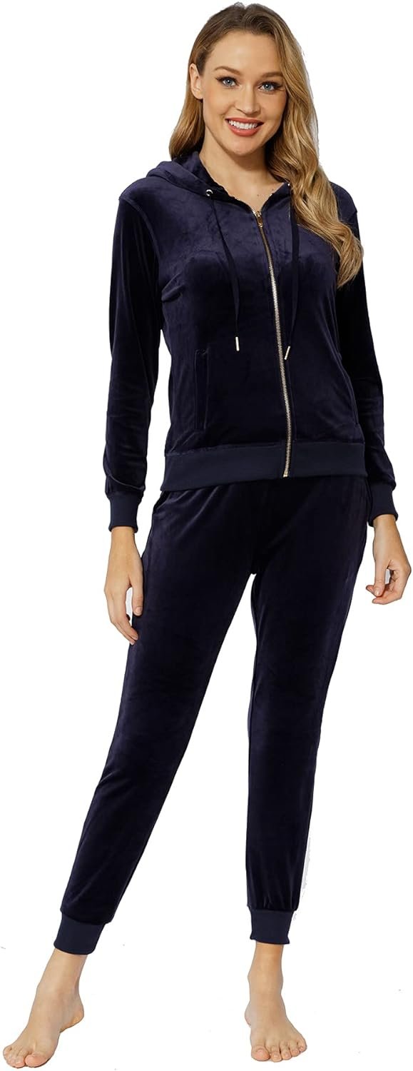 61hqYbvEW9L._AC_SL1500 Velour Track Suits for Women Set Fall Sweatsuits 2 Piece