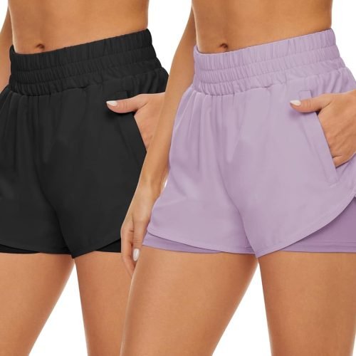 61lh6O_Q5SL._AC_SL1500 2 Pack Athletic Shorts for Women, Quick Dry Running Shorts with Pockets High Waisted Workout Gym Sports Shorts