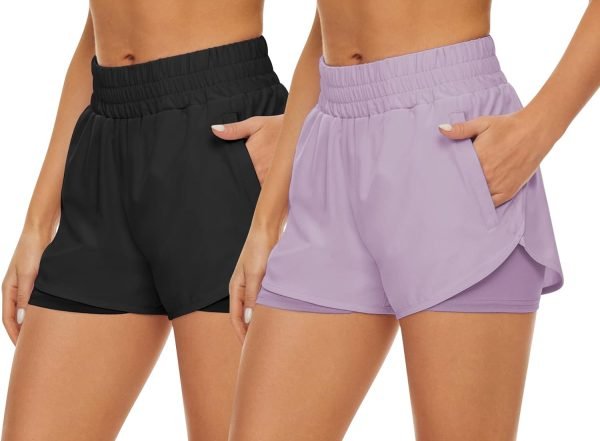 61lh6O_Q5SL._AC_SL1500 2 Pack Athletic Shorts for Women, Quick Dry Running Shorts with Pockets High Waisted Workout Gym Sports Shorts